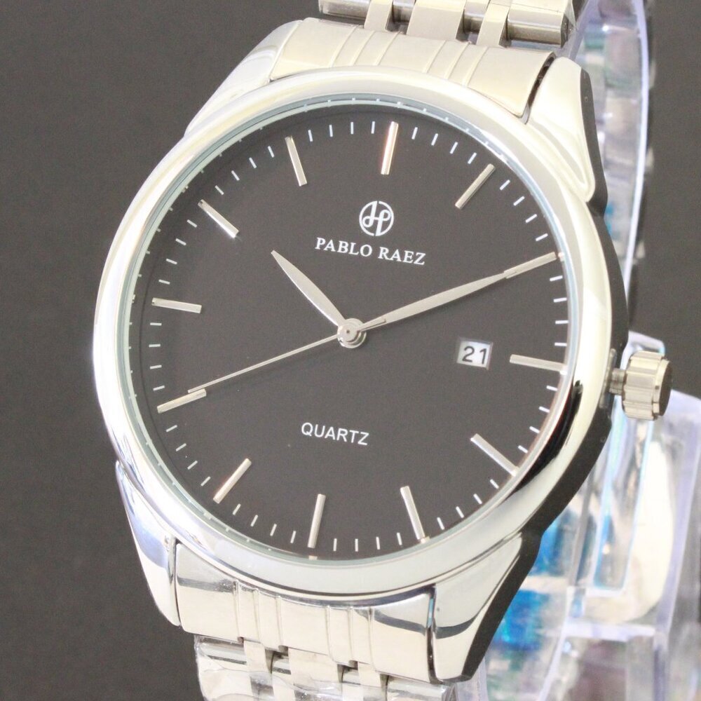 Men's Casual Fashion Watch Silver Tone Butterfly Clasp 40mm - Picture 10 of 12